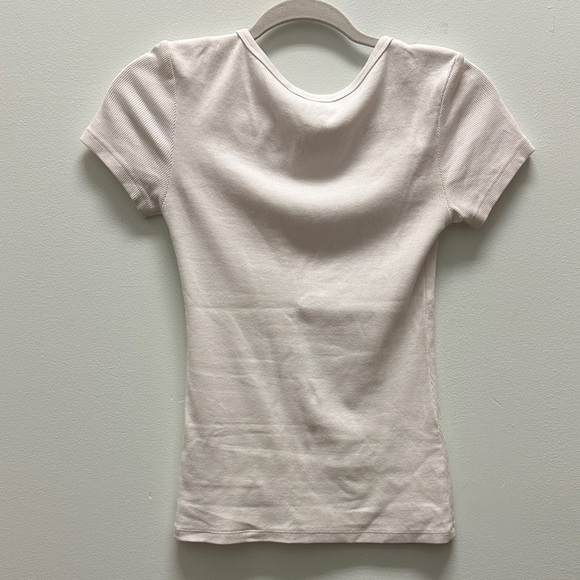 White Ribbed Short Sleeve T-Shirt - Picture 1 of 1